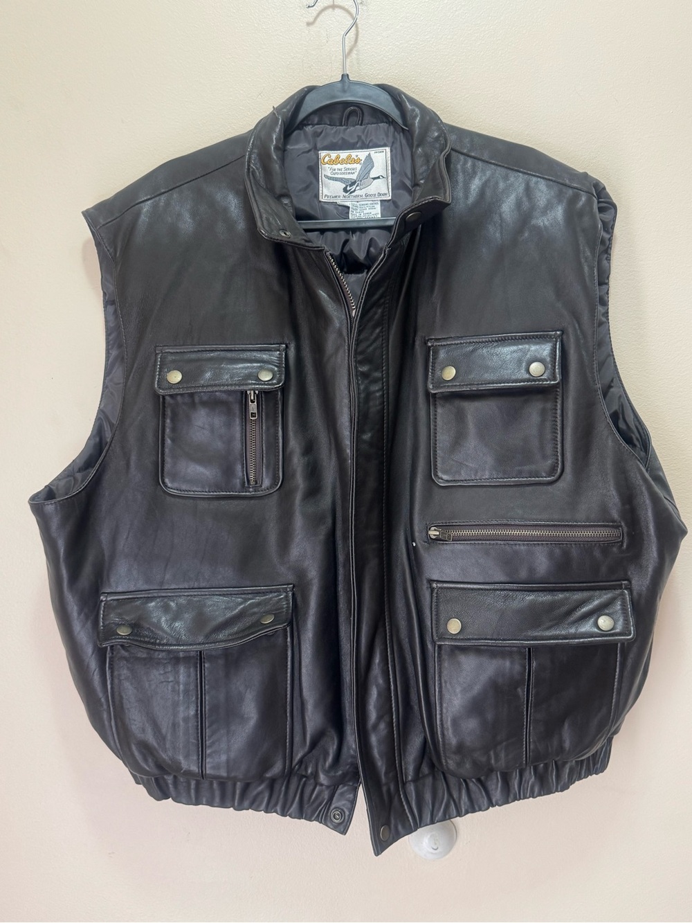 Cabela's Vintage Leather Premier Northern Goose Down Vest